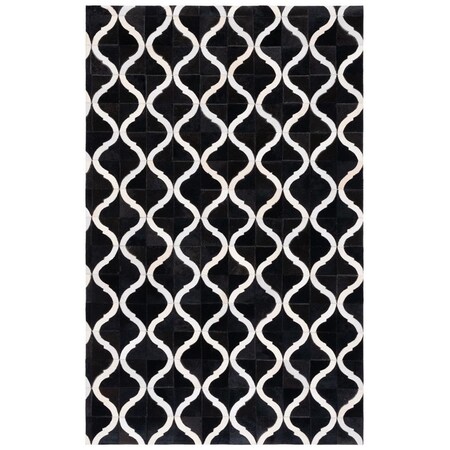 Safavieh 8 x 10 ft. Studio Leather Hand Woven Rectangle Area Rug Black & Beige STL820Z-8